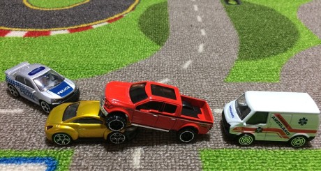 toy cars in an accident